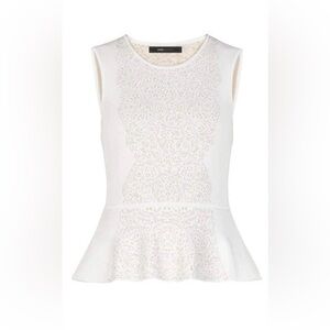 BCBG Alonya Pointelle Jacquard Peplum Pullover